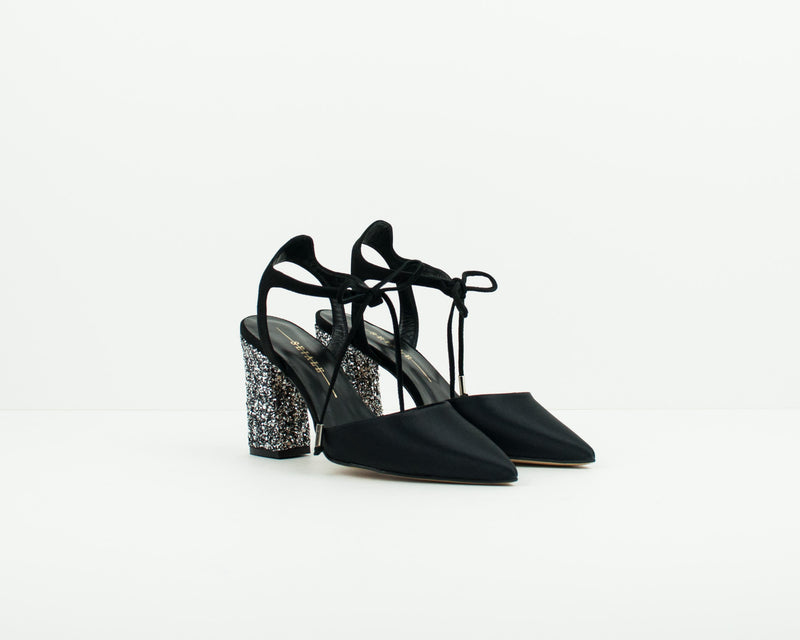 SEIALE - GLITTER HEEL SHOES - ABETO BLACK