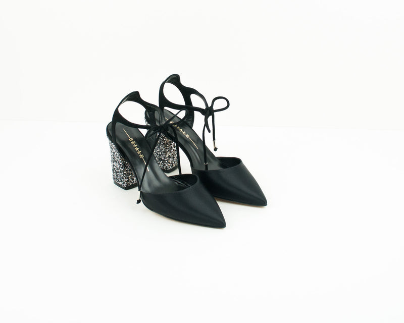 SEIALE - GLITTER HEEL SHOES - ABETO BLACK