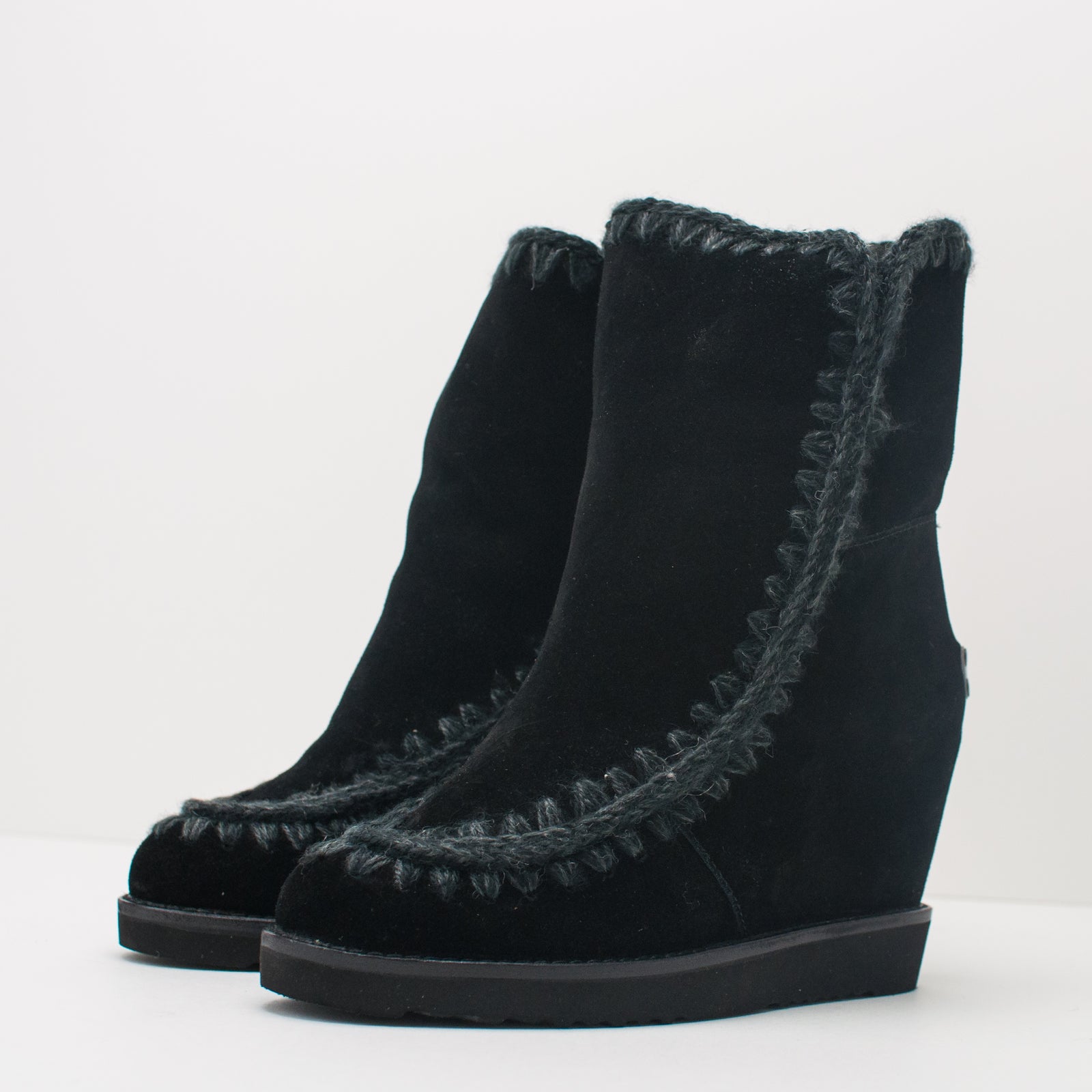 MOU BOOT FRENCH TOE WEDGE SHORT BLACK