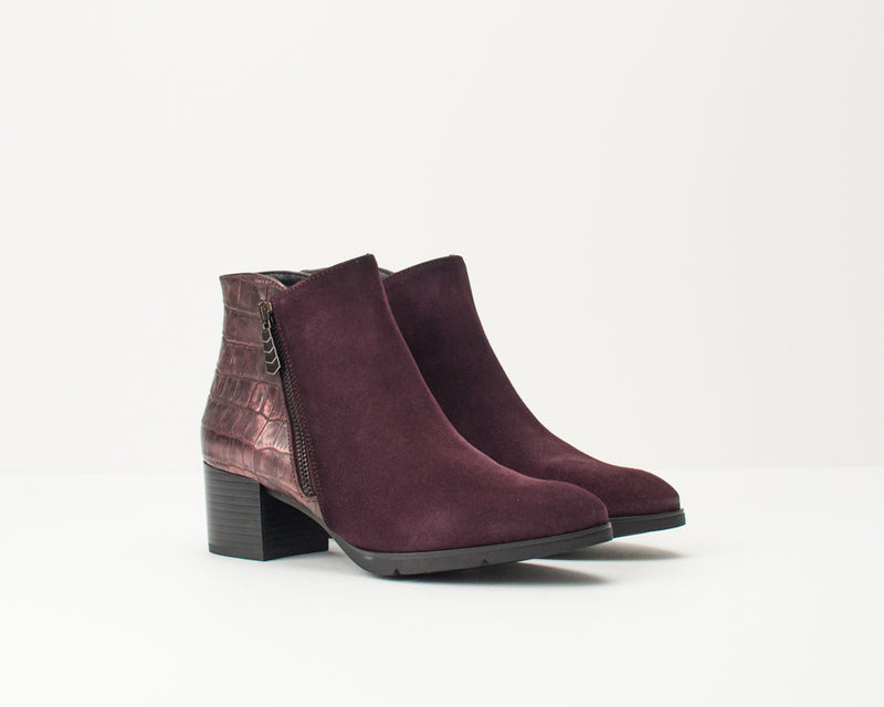 Seiale botines cocote granate de tacón medio Moksín – Moksin
