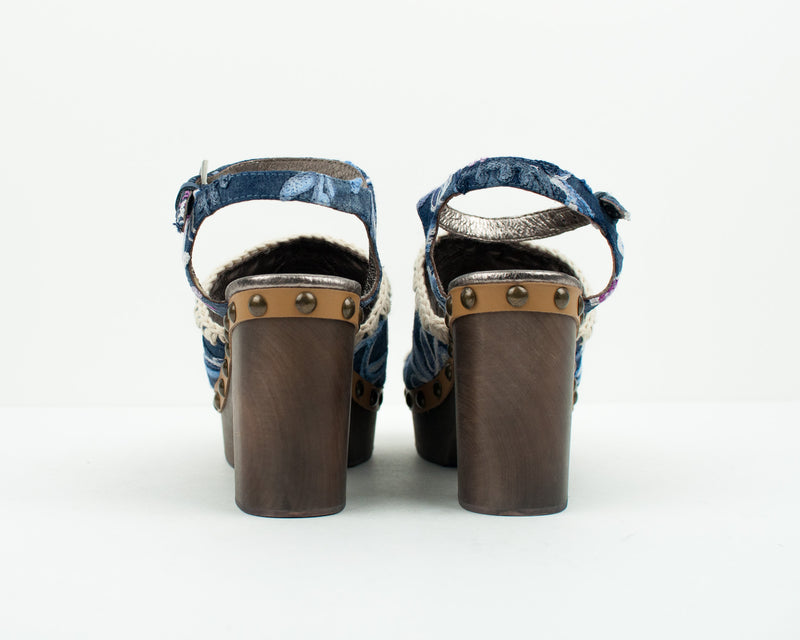 SANDALIA - MOU - HIGH WOOD SANDAL DENIM