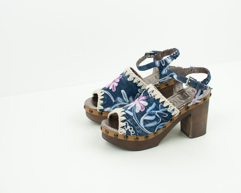 SANDALIA - MOU - HIGH WOOD SANDAL DENIM