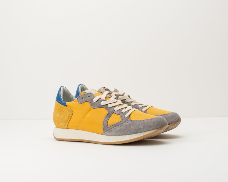 PHILIPPE MODEL - SNEAKERS - MVLU SY03 MONACO VINTAGE L U 70 YEARS TAUPE JAUNE