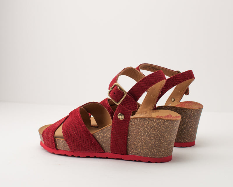 SANDALIA - PANAMA JACK - VIKA MENORCA B1 VELOUR ROJO