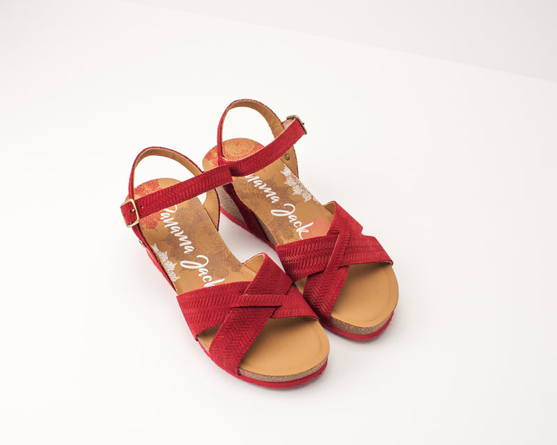 SANDALIA - PANAMA JACK - VIKA MENORCA B1 VELOUR ROJO