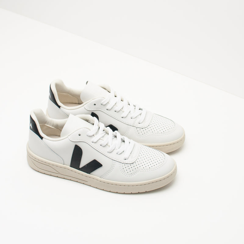 ZAPATILLA - VEJA - V-10 LEATHER EXTRA WHITE BLACK VX020005