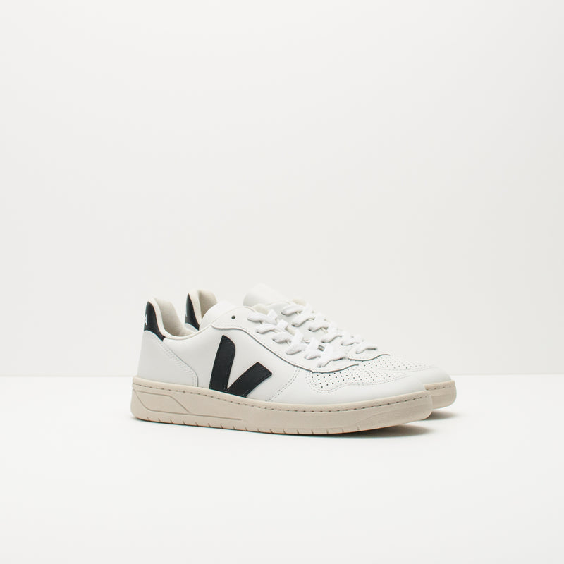 ZAPATILLA - VEJA - V-10 LEATHER EXTRA WHITE BLACK VX020005