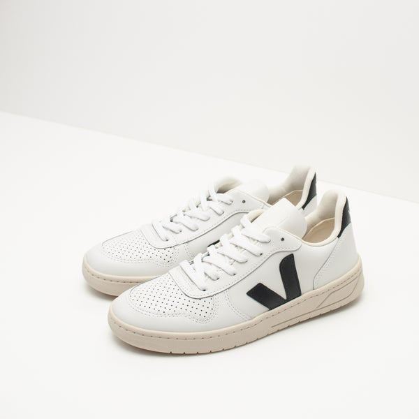 ZAPATILLA - VEJA - V-10 LEATHER EXTRA WHITE BLACK VX020005